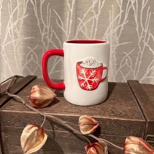 RAE DUNN FARMHOUSE HOME DECOR CERAMIC XMAS CHRISTMAS HOLIDAY HOT COCOA SNOWFLAKE